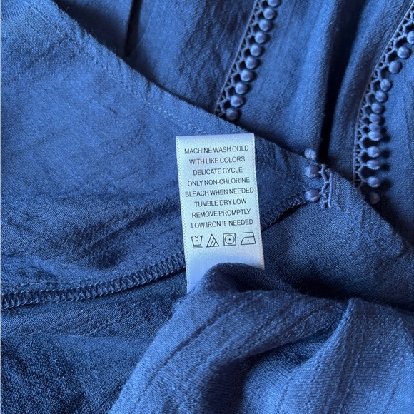 NWOT Bohemian Embroidered Balloon Sleeve Blue Counterparts Blouse | Women’s XL - Picture 10 of 14